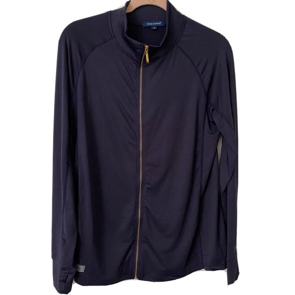Womens SIMPLY SOUTHERN Nylon Stretch Jacket Full Zip Size Small Navy Blue‎ Gold - Picture 1 of 10